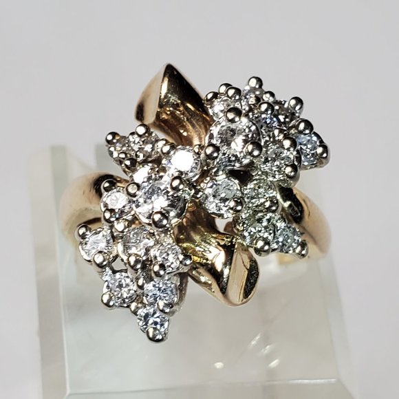 Beautiful design 14K  yellow  gold diamond ring - Picture 7 of 10